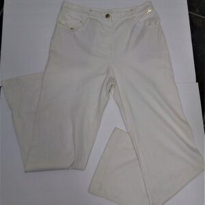St John Sport Pants White Wide Leg Pants Classic 5 Pocket Style Womens 8
